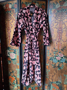 Velvet Luxe Robe - Midnight Peony