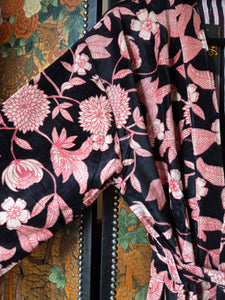 Velvet Luxe Robe - Midnight Peony