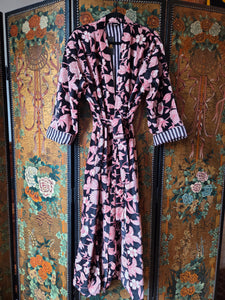 Velvet Luxe Robe - Midnight Peony