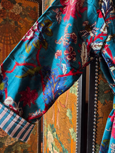 Velvet Luxe Robe - Azure Garden