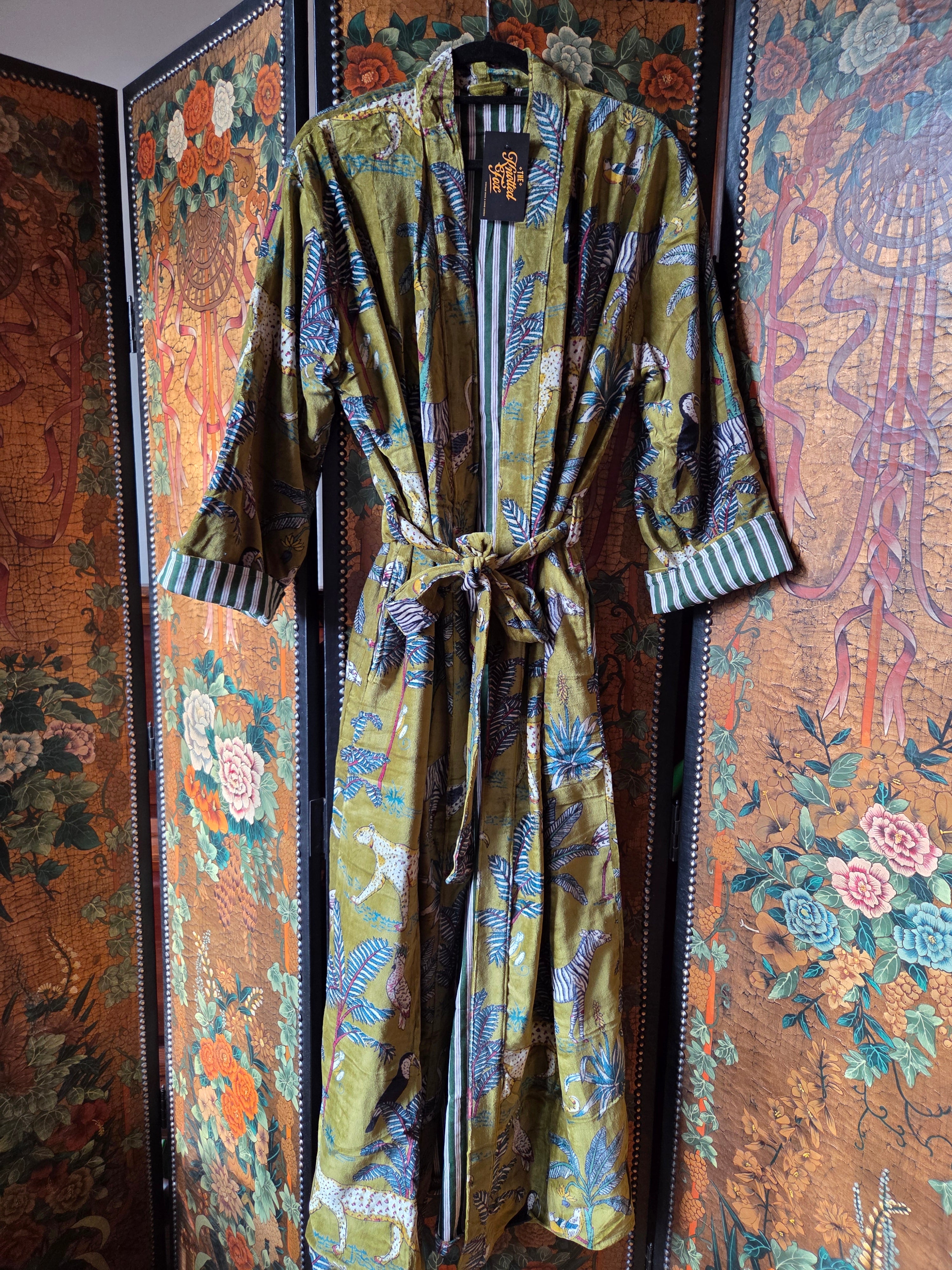 Velvet Luxe Robe - Sage Safari