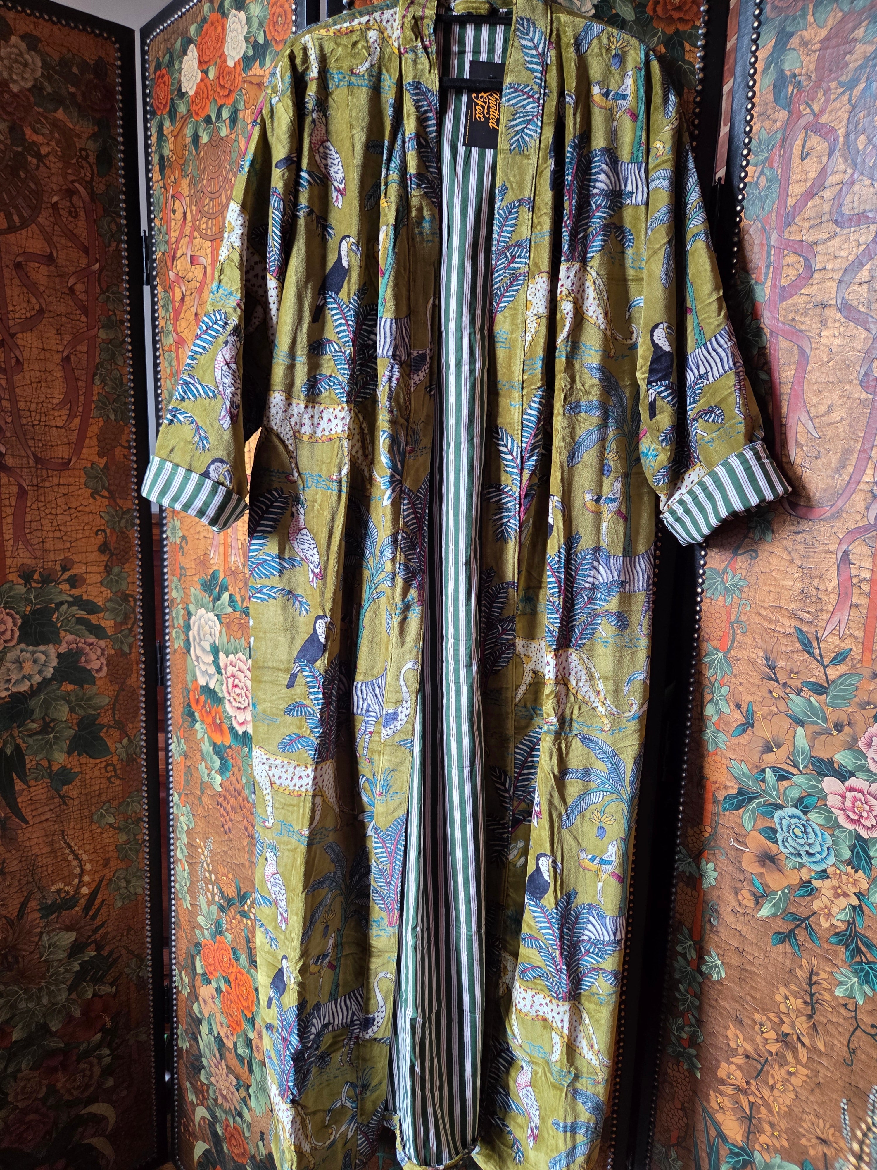 Velvet Luxe Robe - Sage Safari